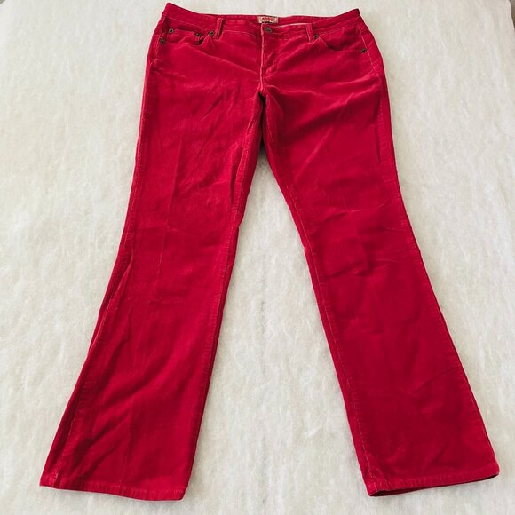 Nobo No Boundaries Womens Red Mid Rise Corduroy Flared Pants Size 17 Junior - Picture 1 of 9